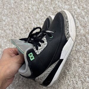 Jordan Kids Black and Gray Sneakers with Green Accents